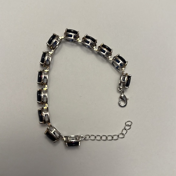 Silver & bronze toned Crystal Faux Sapphire Bracelet - Picture 13 of 14